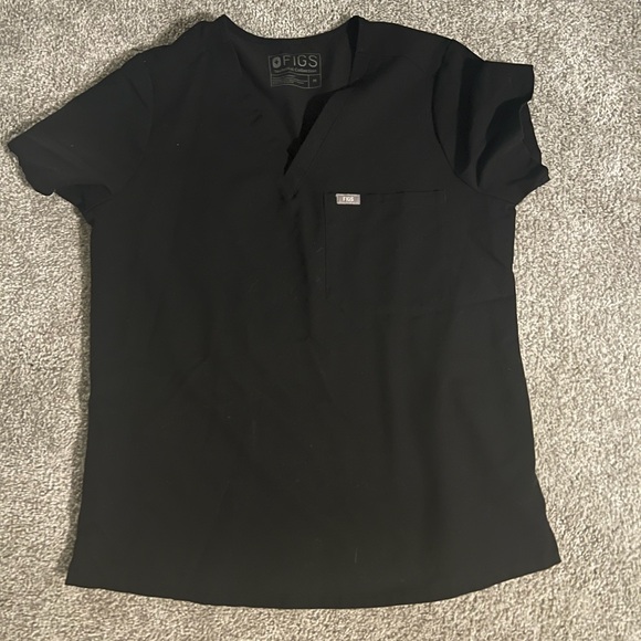 Figs Tops - FIGS Black Catarina One Pocket Scrub Top